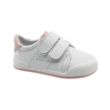 Chaussures pour enfant, blanches avec une touche de rose, à velcro