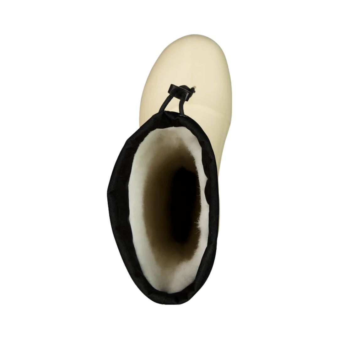 Botte d'hiver montante Fubuki pour adultes, dans la couleur beige avec une sangle noire au-dessus pour ajuster la largeur au mollet.