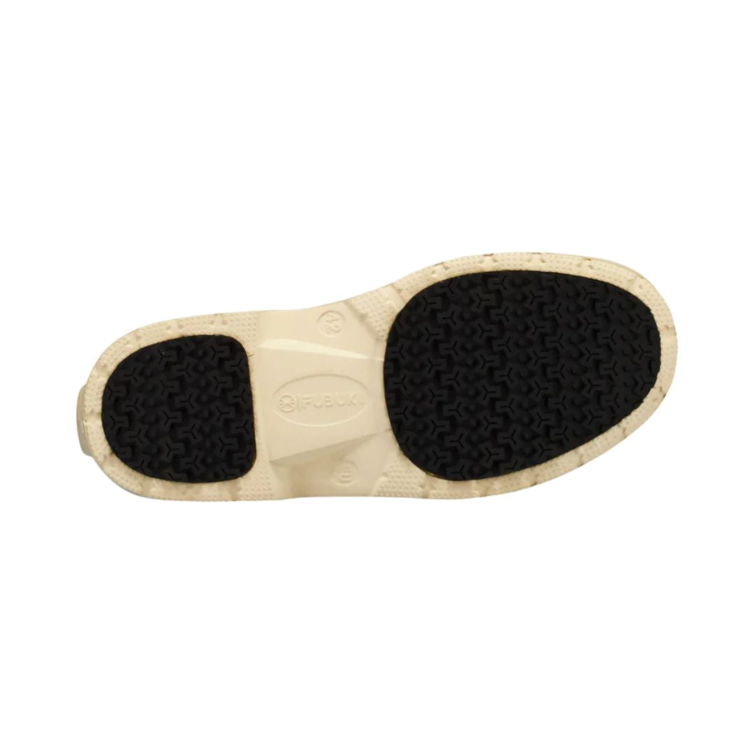 Botte d'hiver montante Fubuki pour adultes, dans la couleur beige avec une sangle noire au-dessus pour ajuster la largeur au mollet.