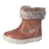 Botte d'hiver Ricosta Sympatexe bi-matière en cuir brun avec l'intérieur rembouré de fourrure.