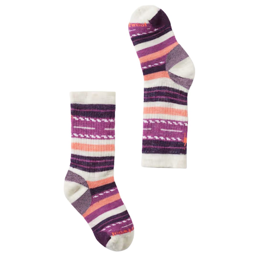 Chaussettes pour enfant à rayures violettes, roses et blanches