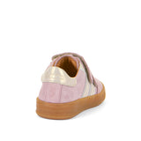 Sneaker avec deux velcros pour fille, rose clair avec une touche de doré.