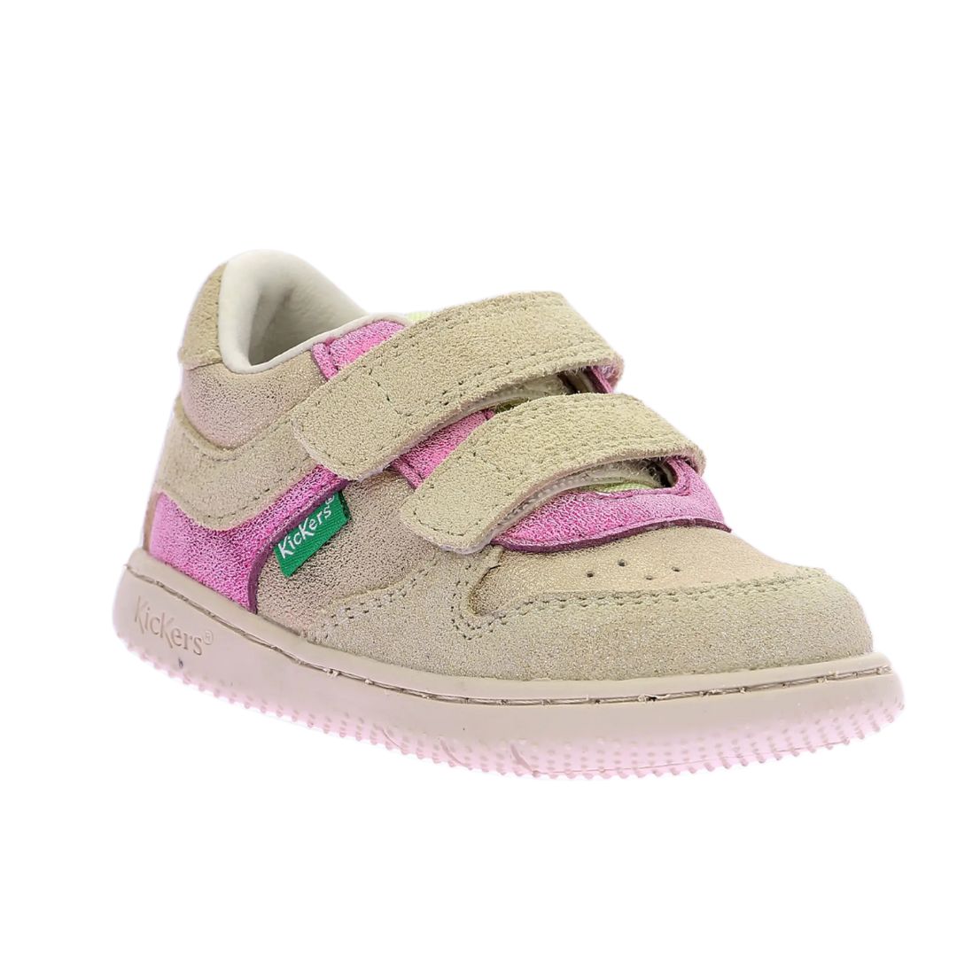 Chaussure bébé kickers dans une belle couleur sable et rose