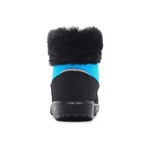 Botte d'hiver pour bébé de couleur noire et bleue avec fourrure à la cheville