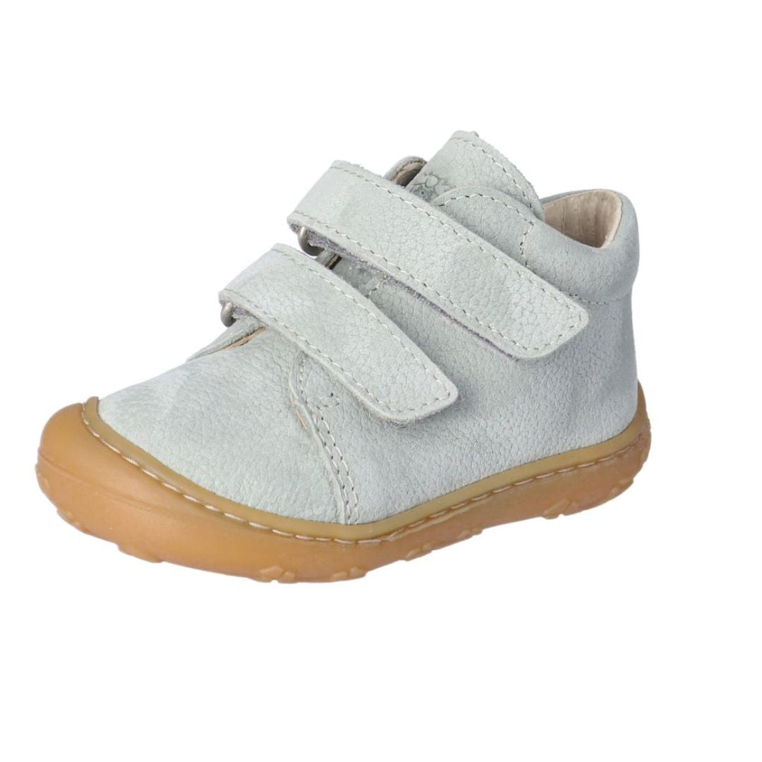 Soulier pour bébé, premiers pas, avec velcro, couleur vert clair.