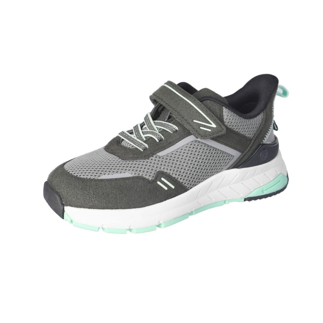 Chaussure sport pour enfant couleur gris avec velcro et lacet élastique