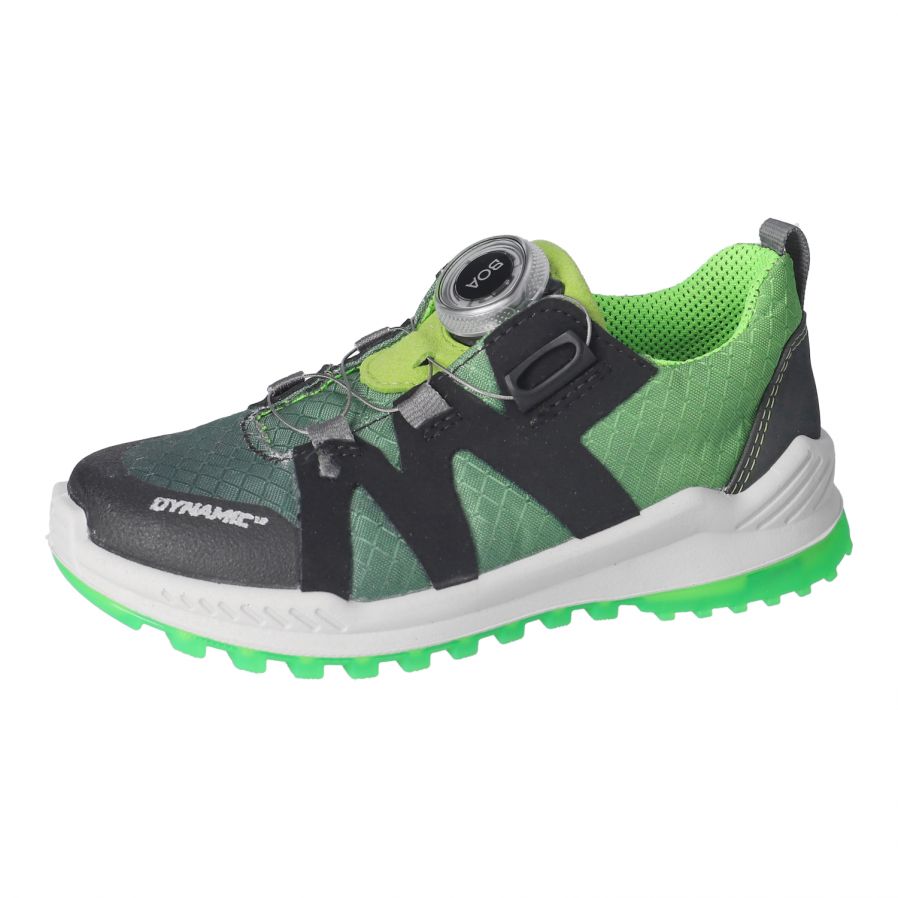 Chaussure sport noire et vert pour enfant avec système BOA