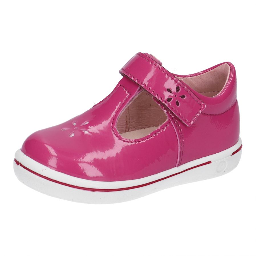 Chaussure pour enfant semi-ouvert rose lustré.