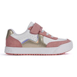 Basket enfant rose et doré avec velcro et lacets élastiques