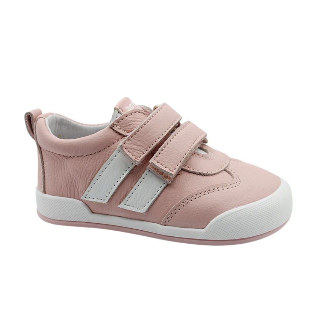 Chaussures barefoot pour bébé roses à velcro