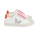 Chaussure Veja Esplar Lacets Extra white silver orange fluo