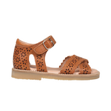 Petit Nord Flower scallop Cross-Over cognac sandal