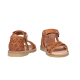 Petit Nord Flower scallop Cross-Over cognac sandal