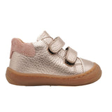 Soulier doré super souple et confortable facile à mettre, pour fille, avec deux velcros, confortable, parfait pour les premiers pas, pour fille
