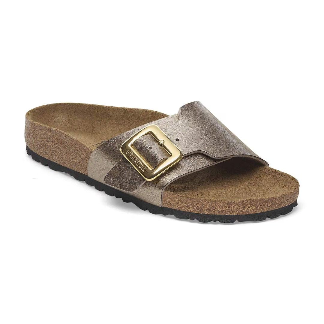 Sandale taupe dorée avec boucle pour femme 