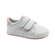 Chaussures pour enfant, blanches avec une touche de rose, à velcro