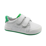 Souliers pour enfant, blancs avec une touche de vert et à velcro