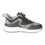 Chaussure sport pour enfant avec système Boa, kaki et gris, parfaite pour les enfants actifs. 