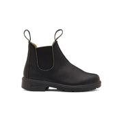 Botte pour enfants de chez Blundstone en noir, avec la semelle noire.