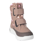 Botte d'hiver pour jeune fille, rose avec des coeurs confortable facile à mettre parfait pour les temps froids