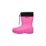 Botte d'hiver Fubuki pour les enfants, dans la couleur rose avec une sangle noire au-dessus pour ajuster la largeur au mollet.