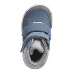Botte d'hiver pour enfants Ricosta en bi-matière bleu et grise, avec des attaches velcros.