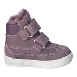 Botte d'hiver Ricosta mauve, avec deux velcros, facile à ajuster, confortable, doublure en laine, chaude et imperméable, de couleur mauve.