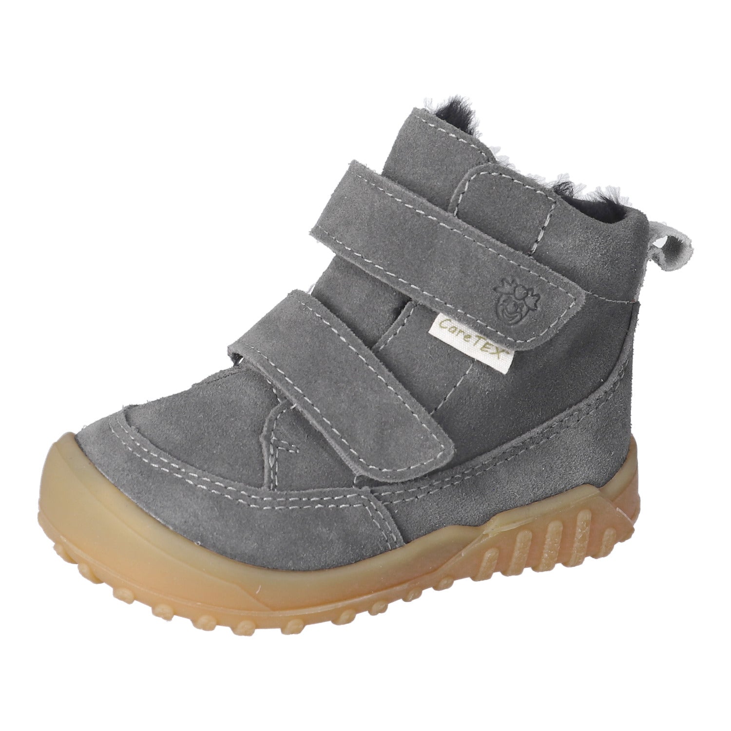 Botte d'hiver Ricosta pour bébé grise avec une semelle en caoutchouc et l'intérieur rembouré.