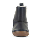 Botte bleu en laine naturelle et cuir, facile à mettre, confortable, chaude et durable