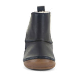 Botte bleu en laine naturelle et cuir, facile à mettre, confortable, chaude et durable