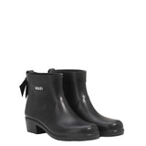 botte de pluie pour femme, avec un talon, confortable, fait en france, noir