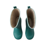 Botte de pluie pour enfant verte avec rebord blanc 