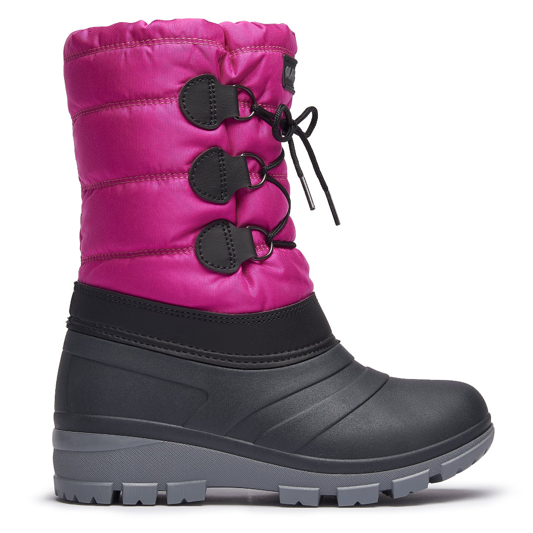 Botte rose et noir à triple lacets et semelle grise