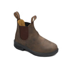 Botte pour enfants de chez Blundstone en brun rustique, avec la semelle noire.