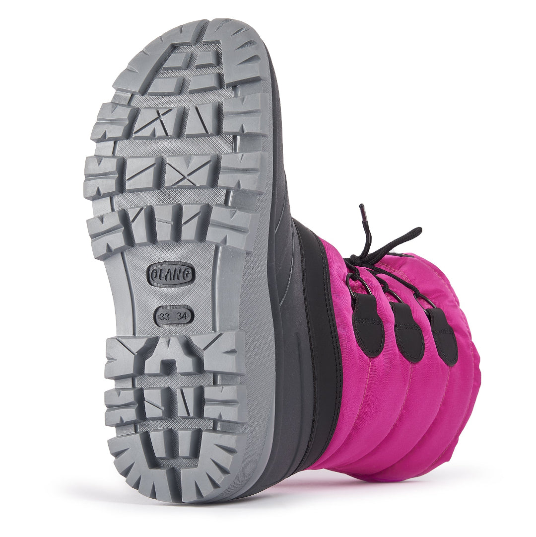 Botte rose et noir à triple lacets et semelle grise
