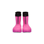 Botte d'hiver Fubuki pour les enfants, dans la couleur rose avec une sangle noire au-dessus pour ajuster la largeur au mollet.