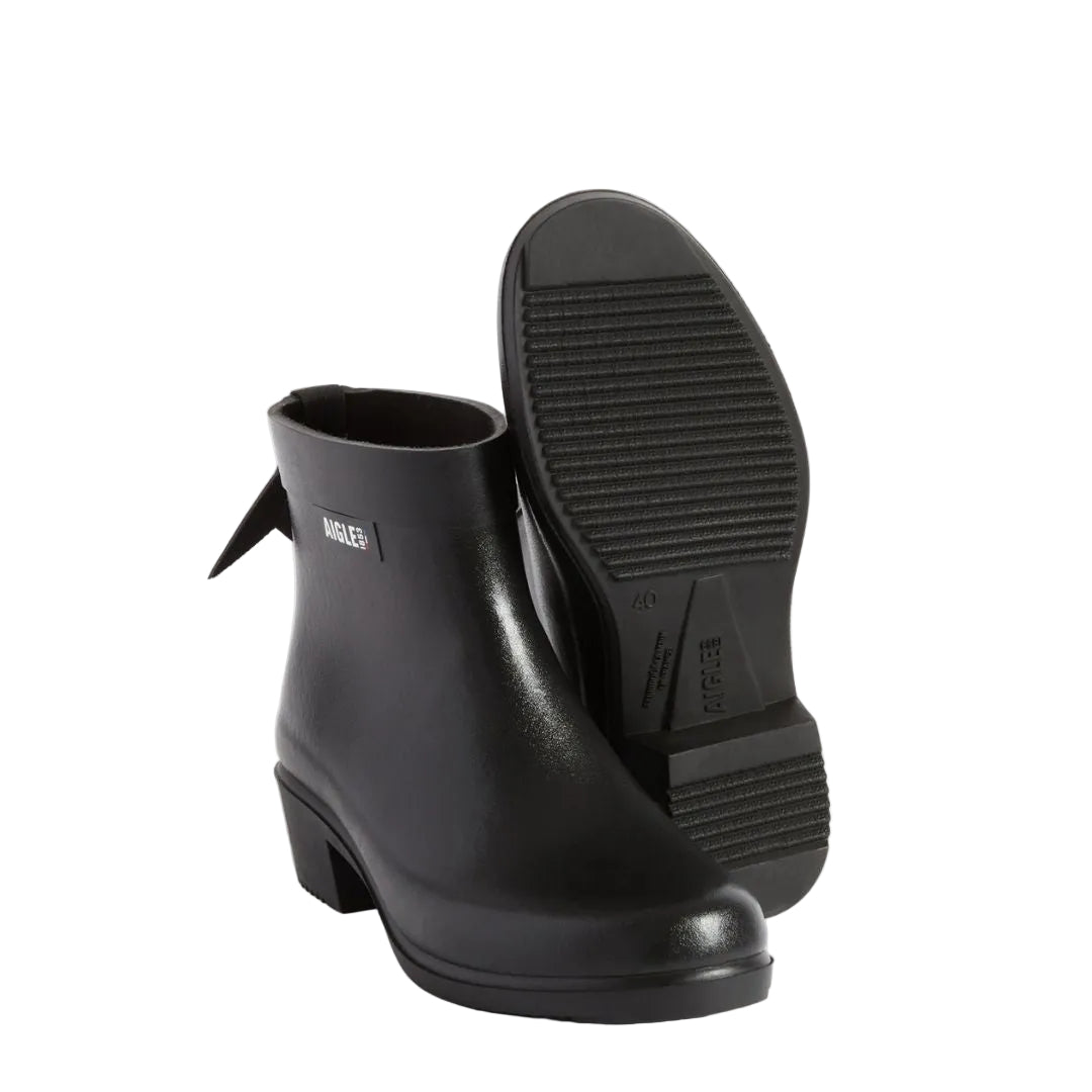 Bottine pour femme, classique, avec talon, confortable, facile à mettre, chic, noir, pour la pluie et les journées nuageuses