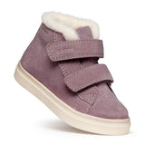 Bottine pour bambin mauve, confortable facile à mettre, super douce et chaude, pour fille, deux scratchs ajustables