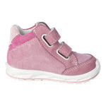 Bottine imperméable pour enfant dans un beau rose doux, avec deux velcros, facile à mettre. 