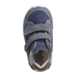 Bottine bleu marine imperméable pour bébé et enfant, facile à mettre, confortable, ajustable avec deux velcro.