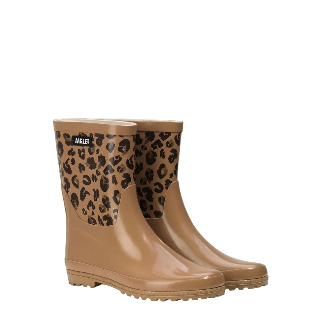 Botte de pluie Leopard, pour femme résistante, petit talon, confortable, chic et décontracté 