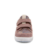 Chaussure rose brillante avec deux scratchs, super confortable, souple, facile à mettre
