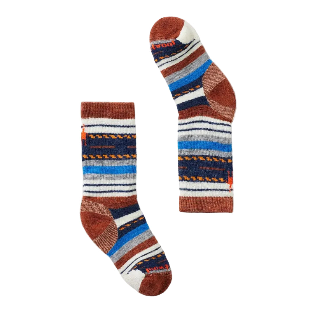Chaussette Smartwool pour enfant, pour randonnée et l'hiver, en laine merinos, avec rayures colorées.