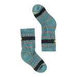 Chaussette en merino confortable, facile à mettre, super chaud, rayée bleu et verte neon. 
