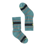 Chaussette en merino confortable, facile à mettre, super chaud, rayée bleu et verte neon. 