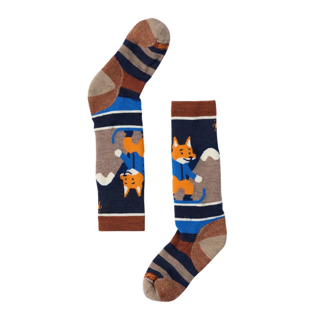 Chaussette Smartwool pour enfant, pour le ski ou la luge, chaude, confortable, rembourrée, idéale pour les journées froides, avec un dessin de renard. 