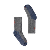 Chausette Smarwool pou enfant en laine de merinos, grise et bleue. Confortable parfaite pour les journées plus fraiche facile à enfiler. 