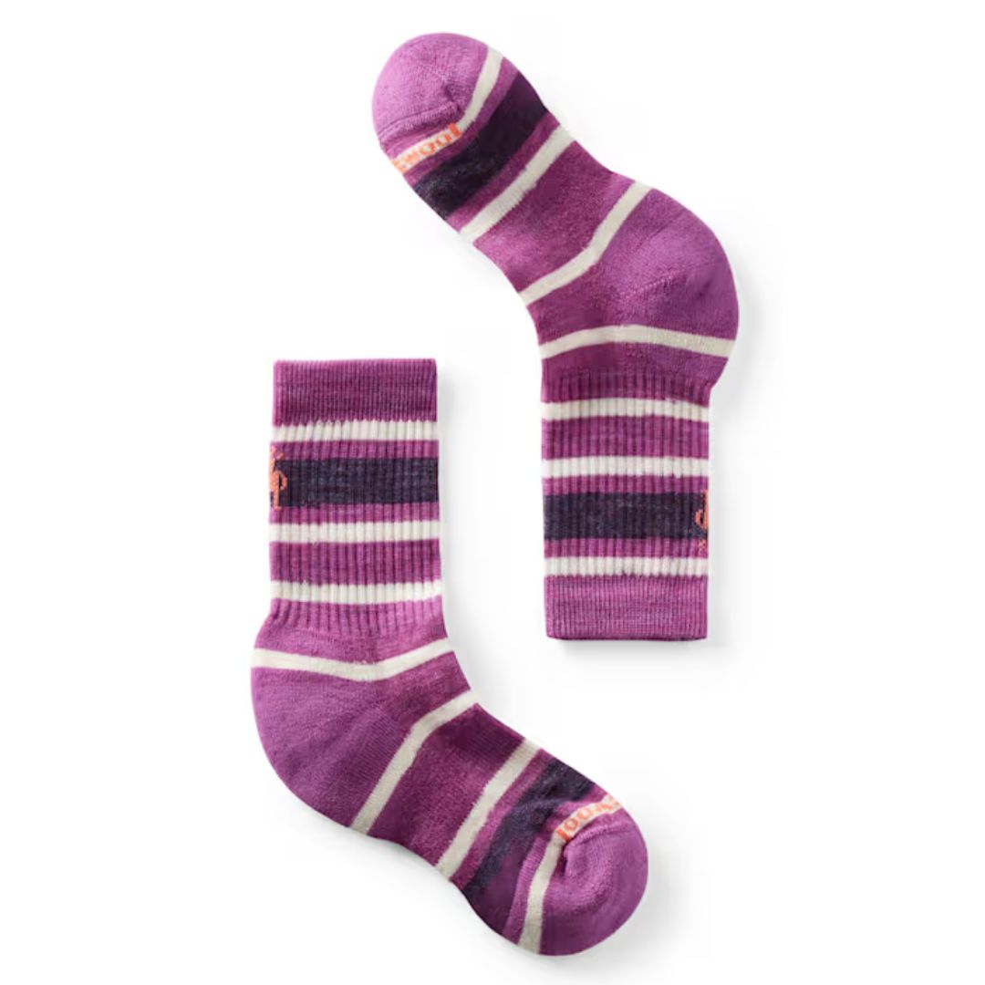 Chaussettes pour enfant à rayures mauves et blanches