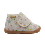 Chausson pour bébé fille, grise avec des étoiles, chaude en laine,  parfaite pour l'hiver et les premiers pas.