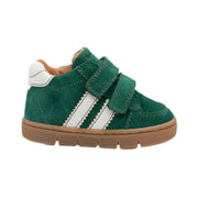 Basket pour enfants Babybotte en velour vert militaire, avec deux attaches velcros.